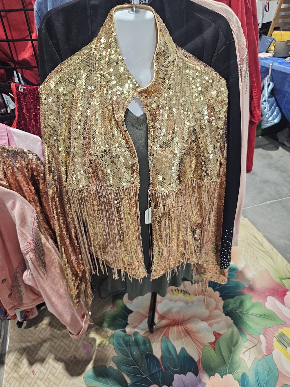 Sequined Fringe Jacket - Gold